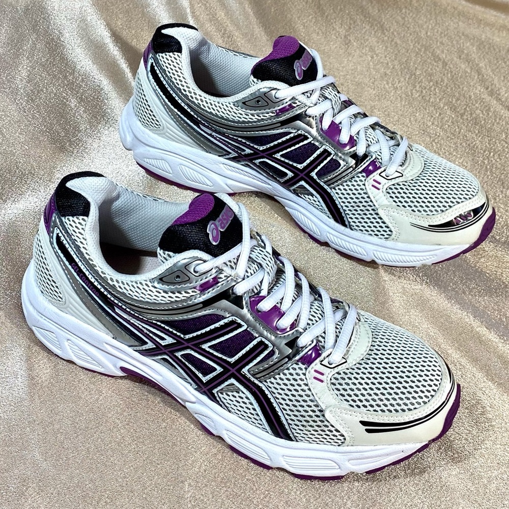 ASICS Women's sneakers running shoes white purple silver 9